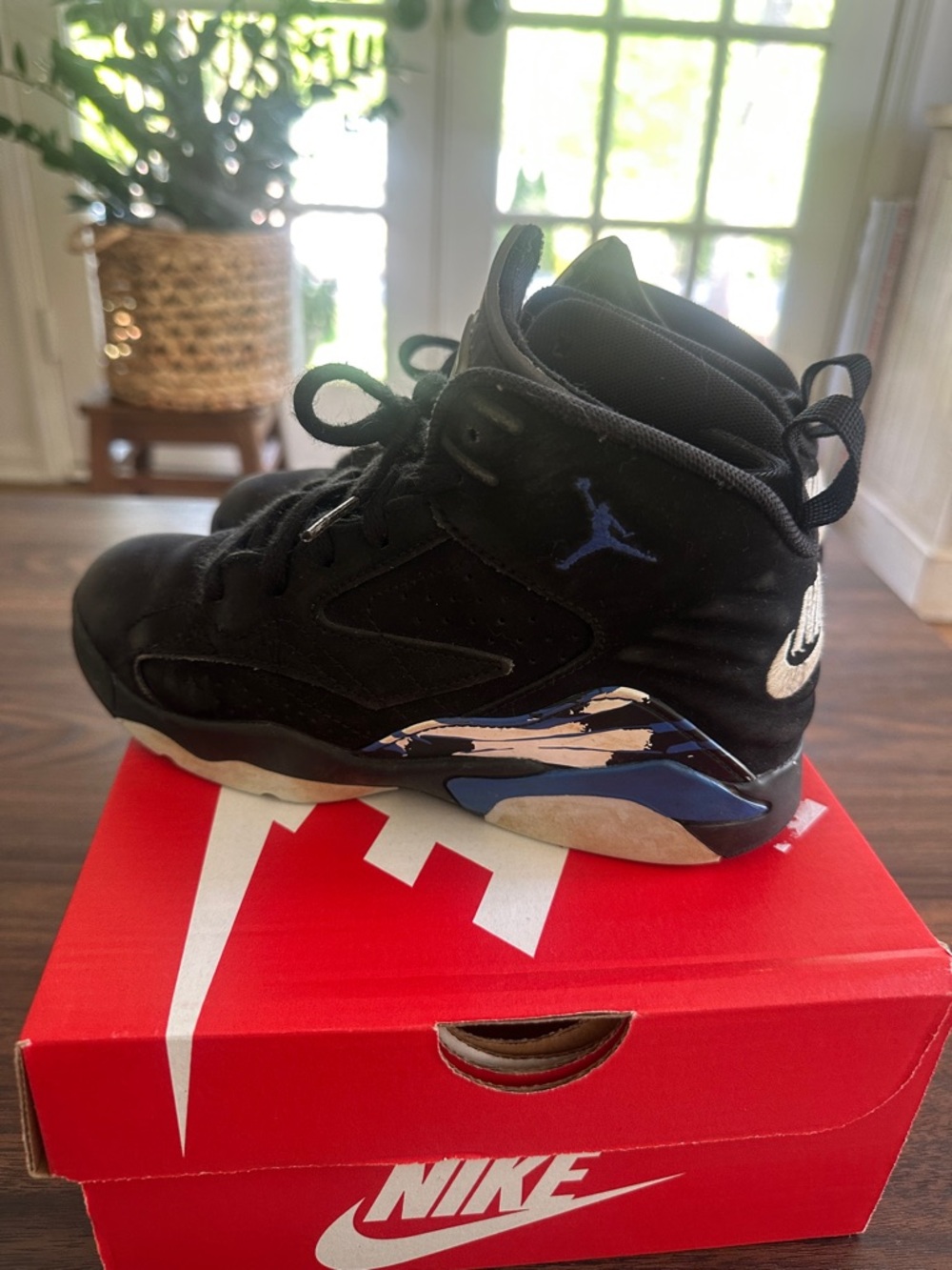 Nike Air Jordan Jumpman MVPs Kids Black and Royal Blue High-Top Sneakers